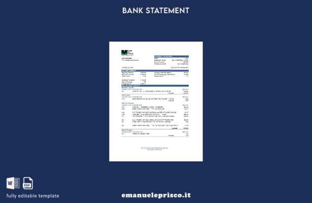 Modello Excel di estratto conto bancario (Somma automatica) del Burundi Bank of 